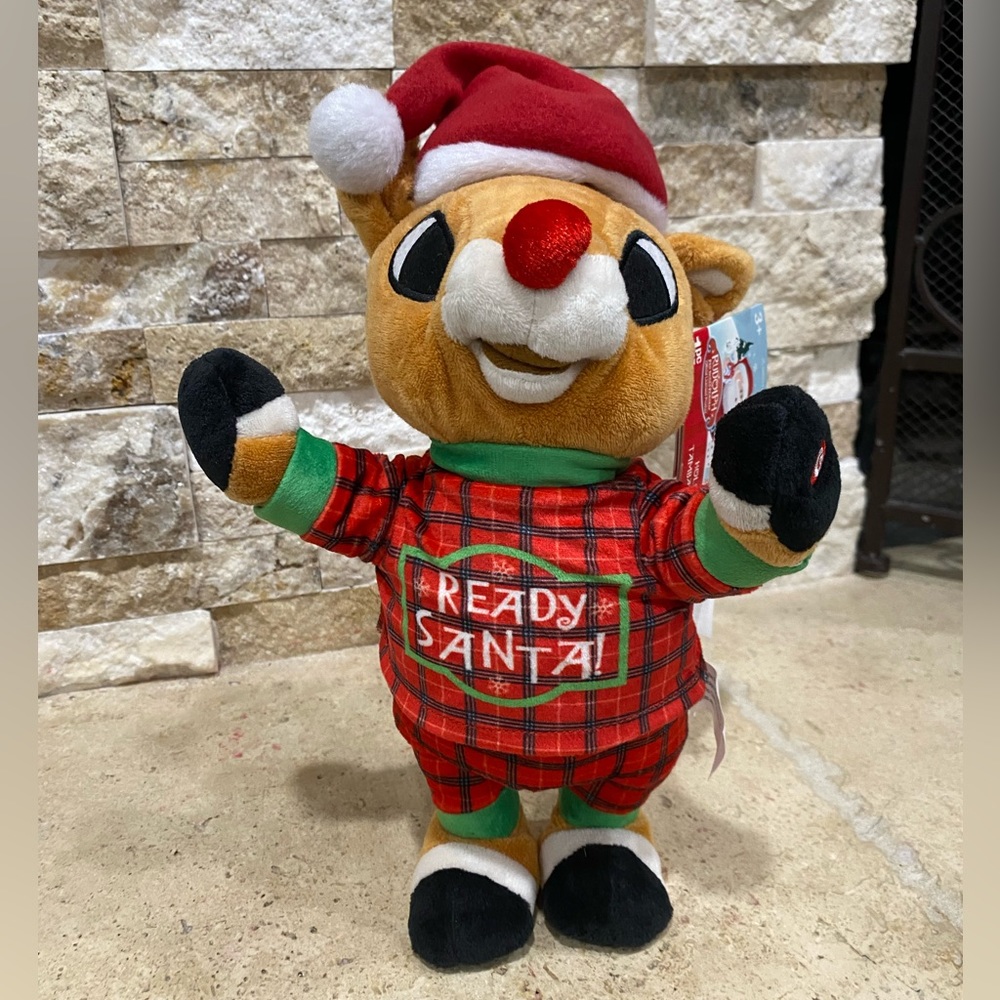 GEMMY 11 inch MUSICAL ANIMATED RUDOLPH THE RED NOSED REINDEER CHRISTMAS PLUSH